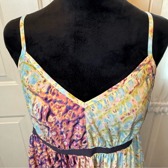 Vera Wang Sundress Sz M Empire Waist, Asymmetrical Hem, Pockets, Light & Flowy - Picture 4 of 14